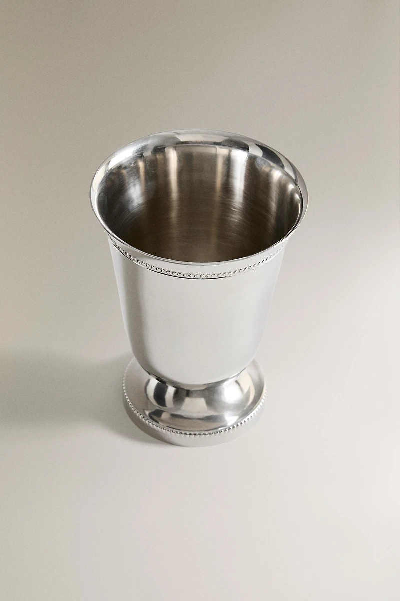 SMALL STRAIGHT STEEL GLASS VASE
