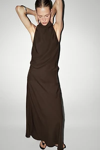 Halter midi dress with waistband detail