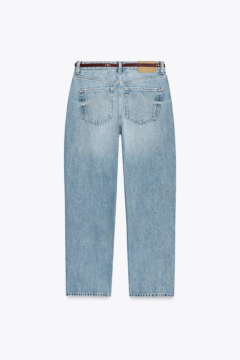 Z1975 NEW MOM FIT HIGH WAIST BELTED JEANS