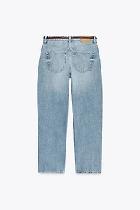 Z1975 NEW MOM FIT HIGH WAIST BELTED JEANS