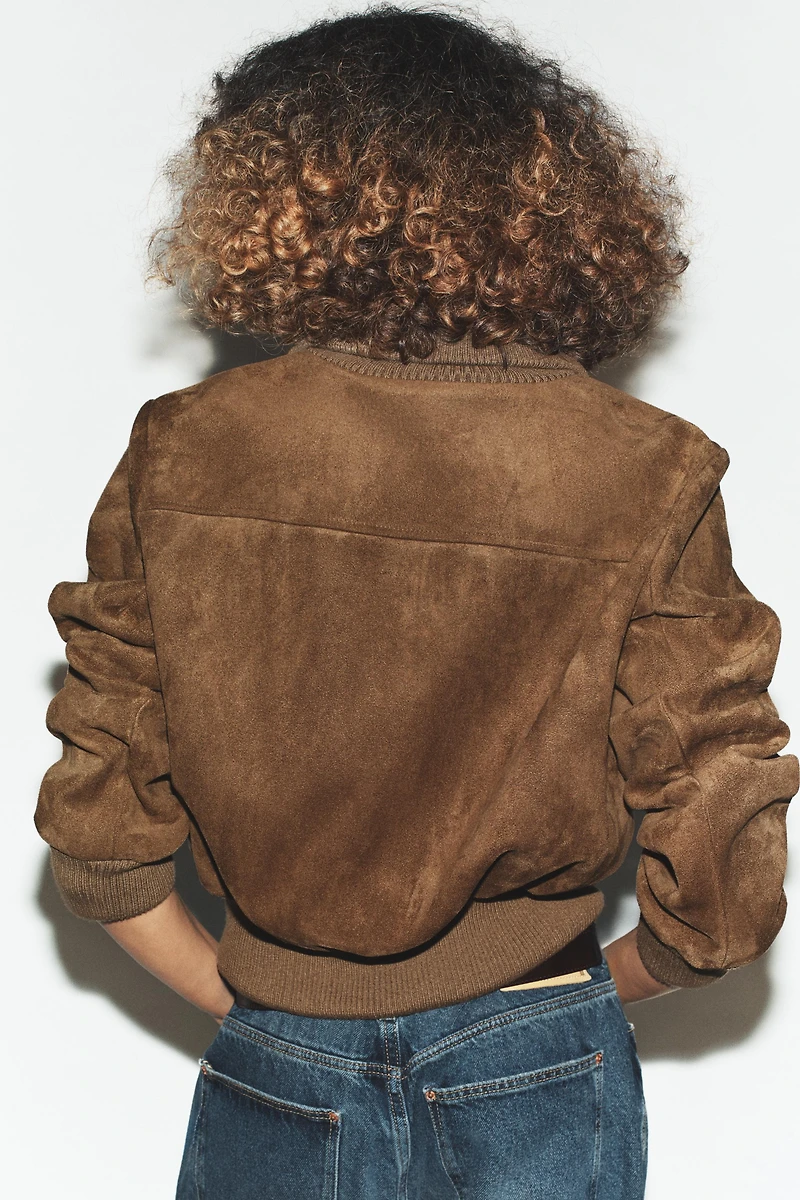 RIB HIGH COLLAR BOMBER JACKET