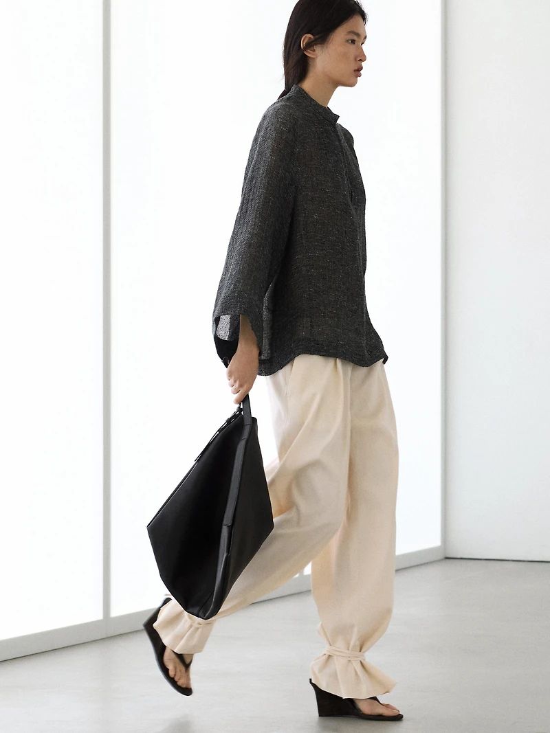 Melange linen blouse