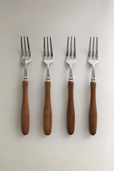 PACK OF ACACIA WOOD HANDLE BRUNCH FORKS (PACK OF 4)
