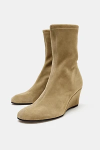 SUEDE WEDGE ANKLE BOOTS