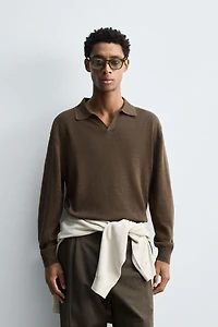 COTTON-HEMP KNIT POLO SHIRT
