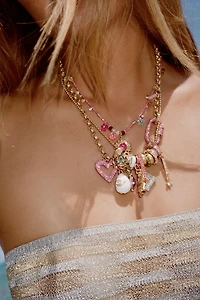 3-PACK OF BEADED CHARM GLITTER NECKLACES
