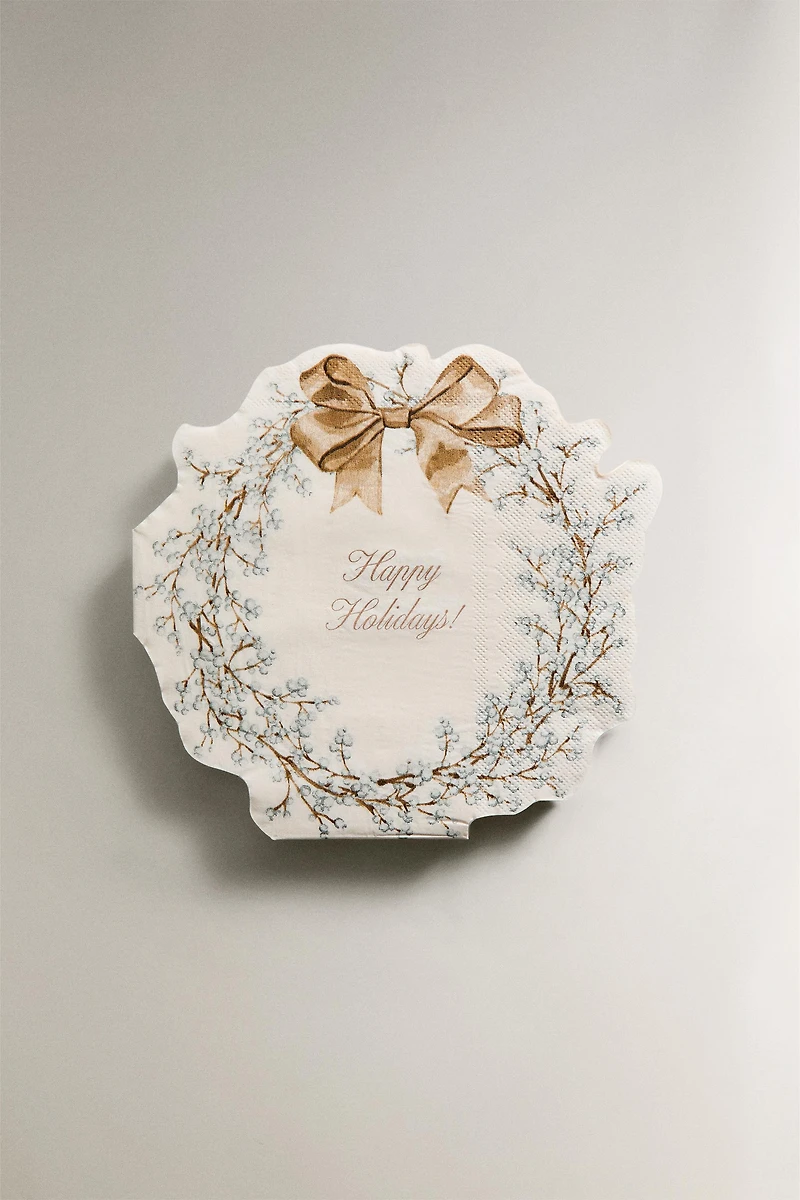 SET OF CHRISTMAS WREATH PAPER NAPKINS (SET OF 20)
