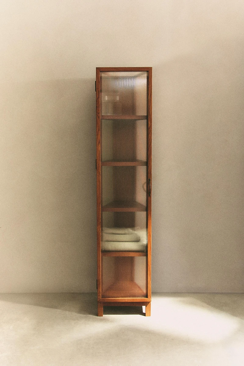 ASH WOOD STORAGE UNIT WITH GLASS DOORS
