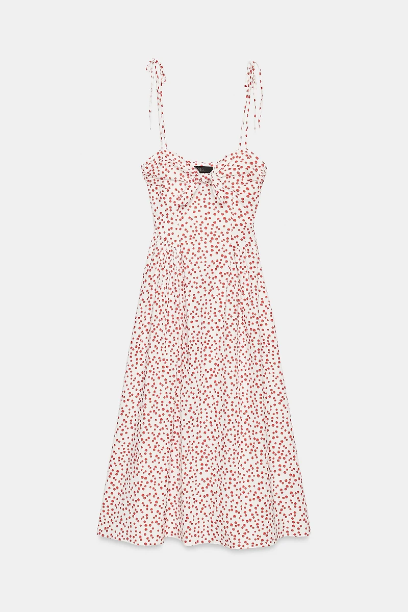 PRINTED POPLIN MIDI DRESS