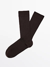 Ribbed silk blend socks