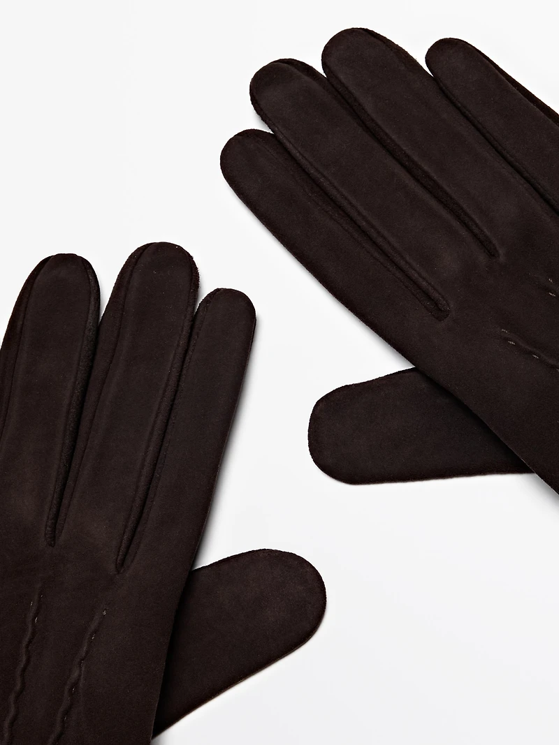 Suede leather gloves