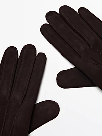 Suede leather gloves