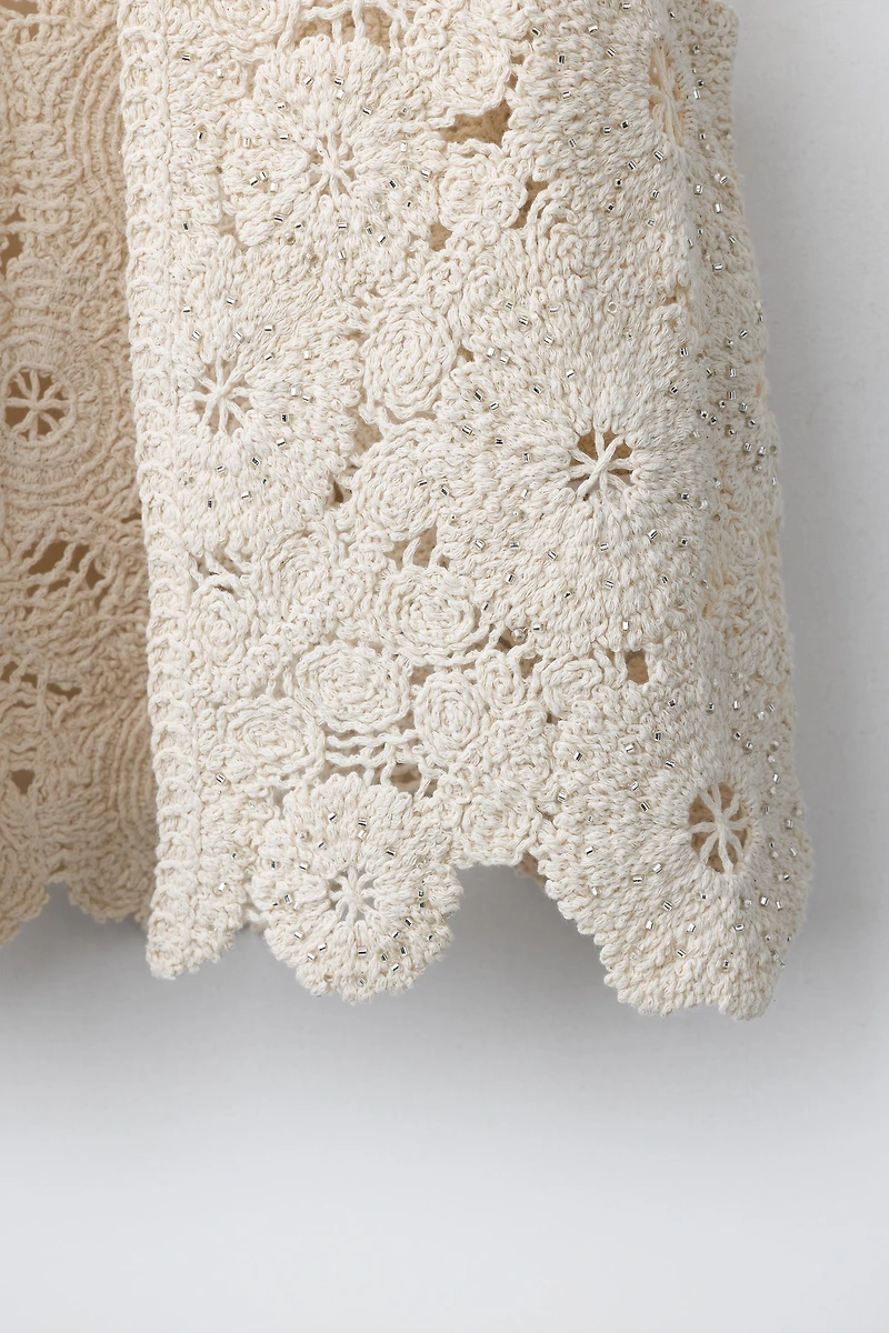 GILET FLEURS CROCHET FANTAISIE