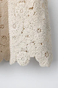 GILET FLEURS CROCHET FANTAISIE