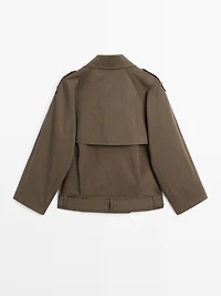 Short trench coat with belt detail