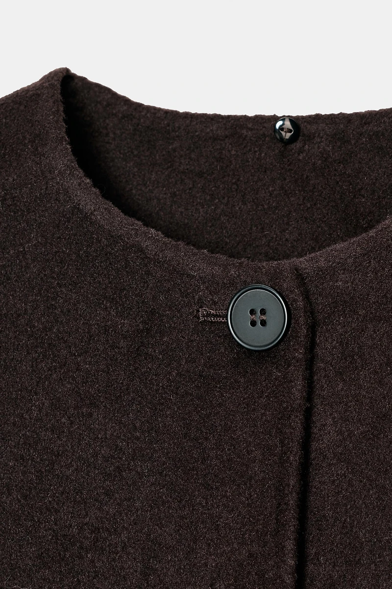 WOOL BLEND SHORT COAT WITH SCARF