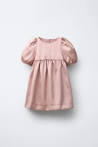 SHINY BALLOON SLEEVE DRESS