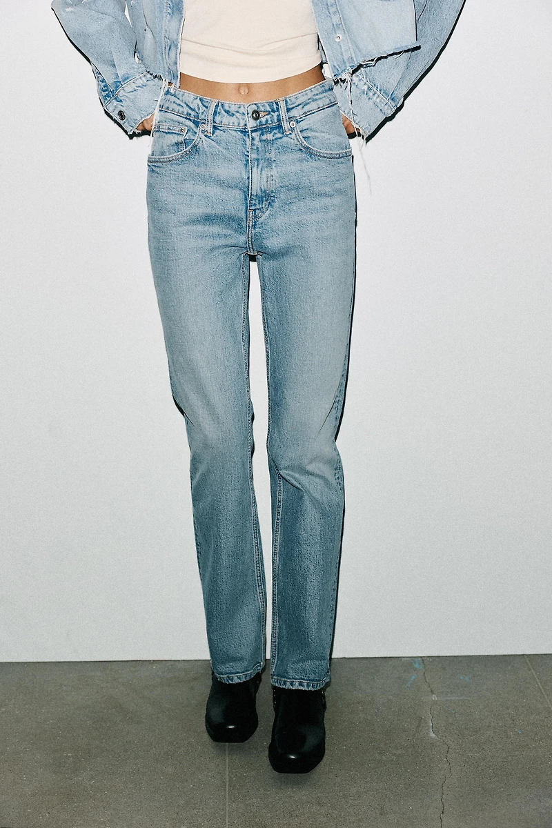 TRF STRAIGHT LEG JEANS WITH A HIGH WAIST