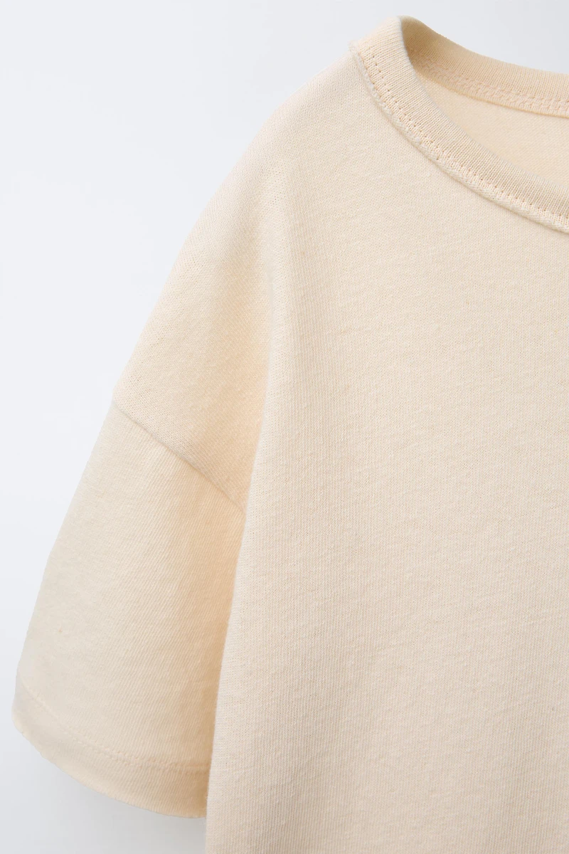 WASHED EFFECT T-SHIRT WITH COTTON AND LINEN