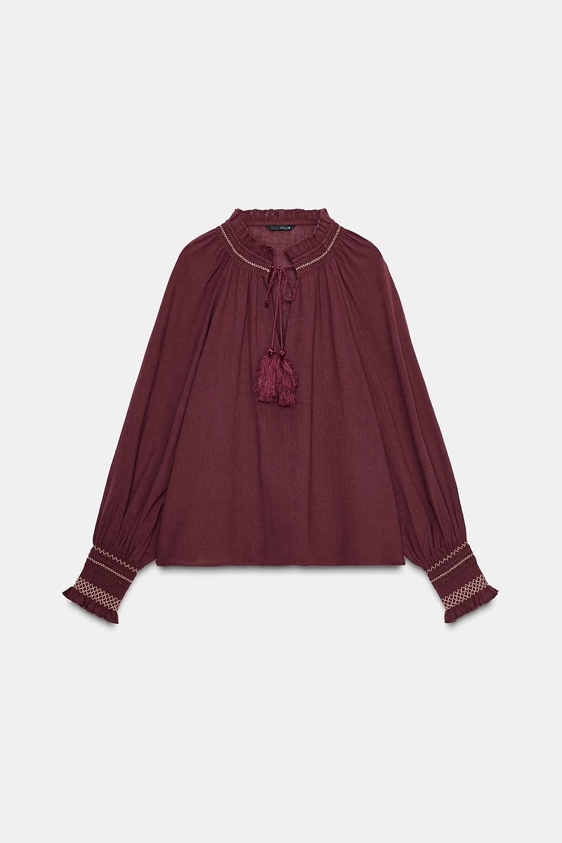 EMBROIDERED TASSEL SHIRT