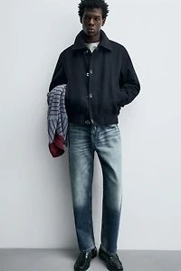 CONTRASTING COLLAR TOGGLE JACKET