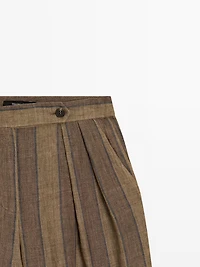 Striped linen wide-leg trousers