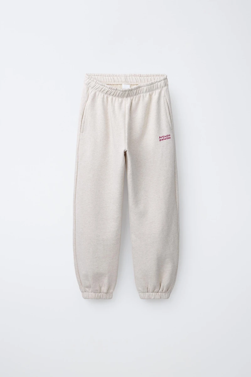 SWEATSHIRT AND PLUSH PANTS SET WITH TEXT PRINT