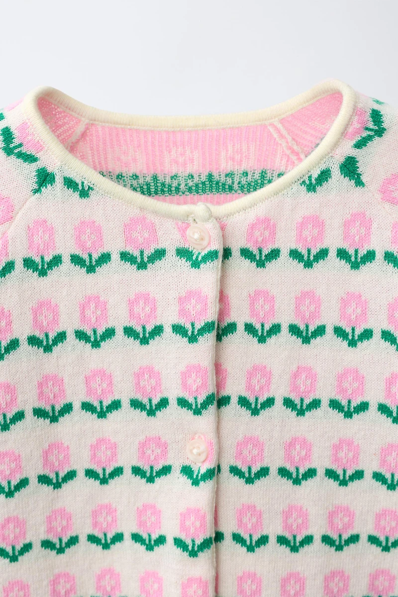 FLORAL JACQUARD CARDIGAN