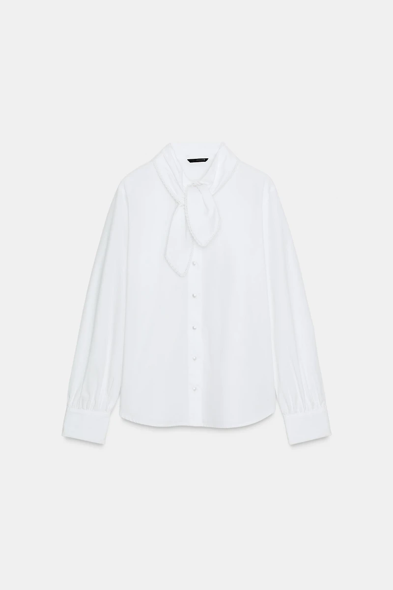 BOW POPLIN SHIRT