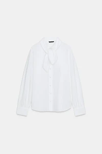 BOW POPLIN SHIRT