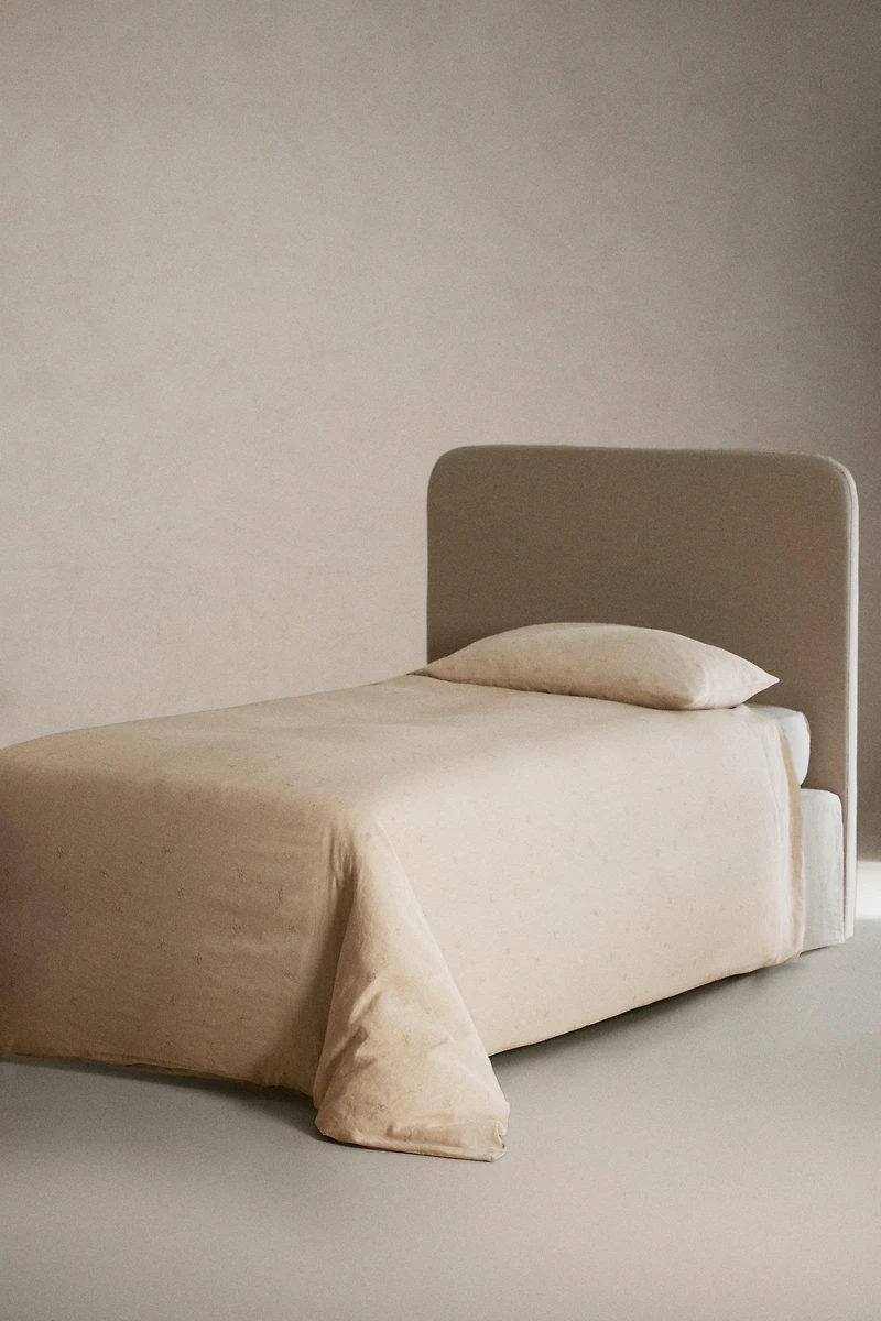 CHILDREN'S LINEN DUVET COVER WITH FLORAL EMBROIDERY