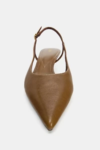 LEATHER KITTEN HEEL SHOES