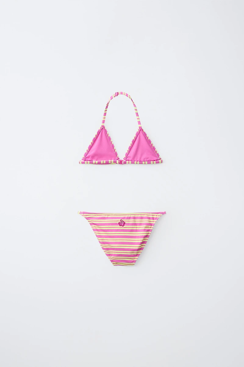 6–14 YRS HIBISCUS RIB STRIPED BIKINI
