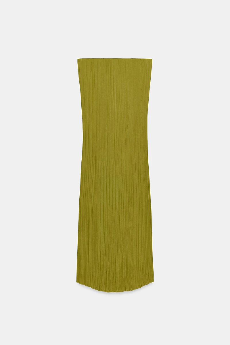 STRAPLESS TEXTURED DRESS