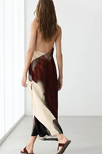 Long flowing halter neck dress