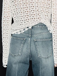 Flared high-waist cotton jeans