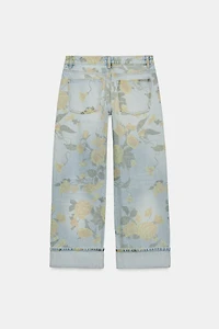 TRF LOW RISE LOOSE FIT PRINTED FOLDED JEANS