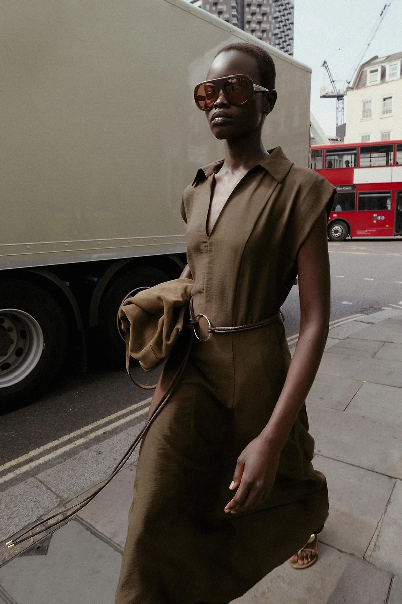 BELTED MIDI DRESS