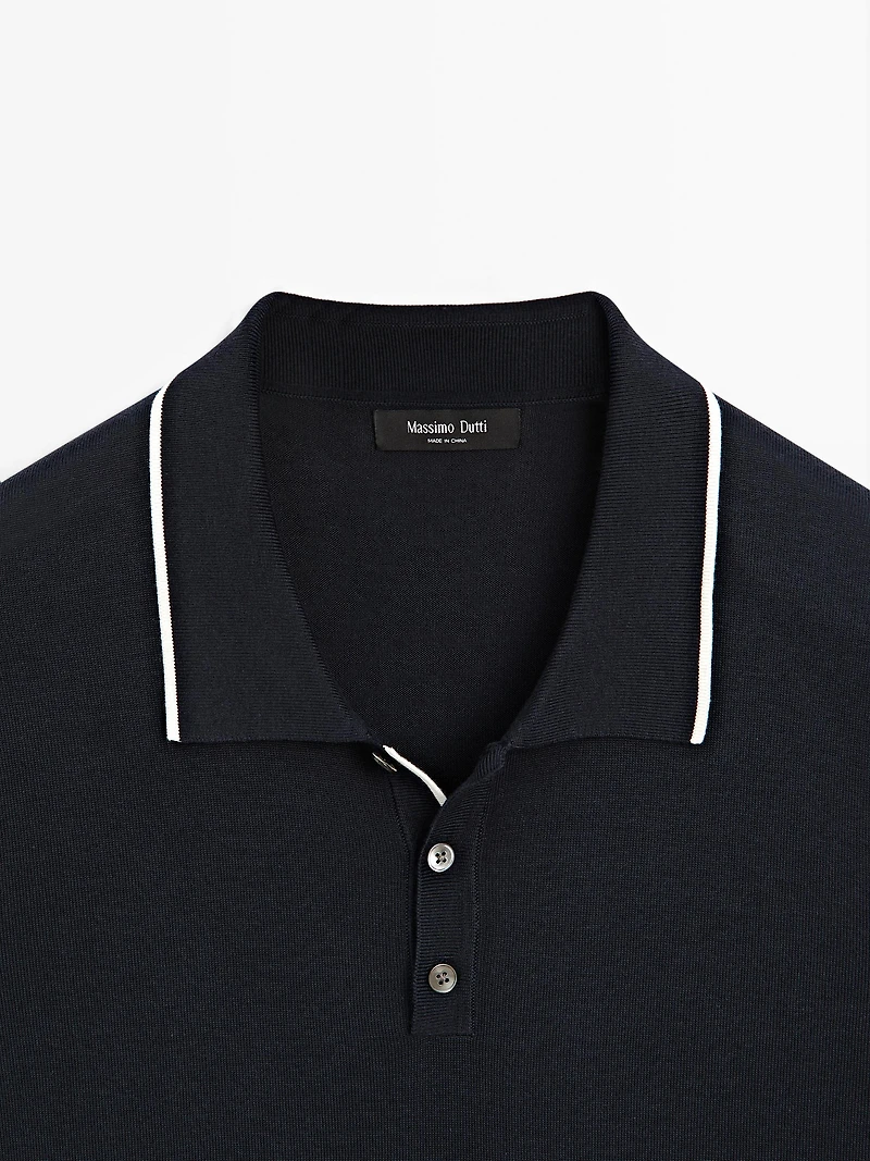 Polo en maille avec col coloré