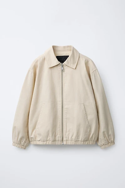 COTTON LINEN BOMBER JACKET