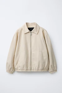 COTTON LINEN BOMBER JACKET