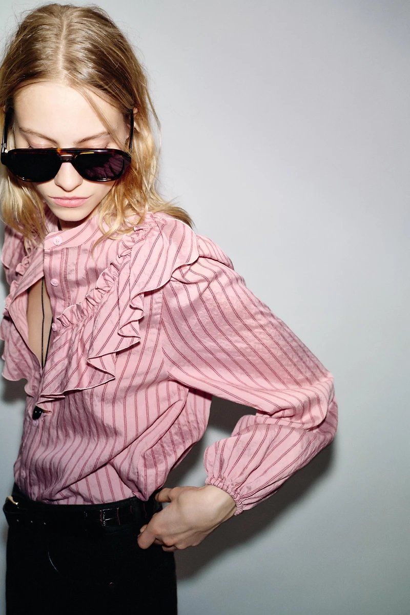 RUFFLED STRIPED SHIRT