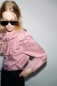 RUFFLED STRIPED SHIRT