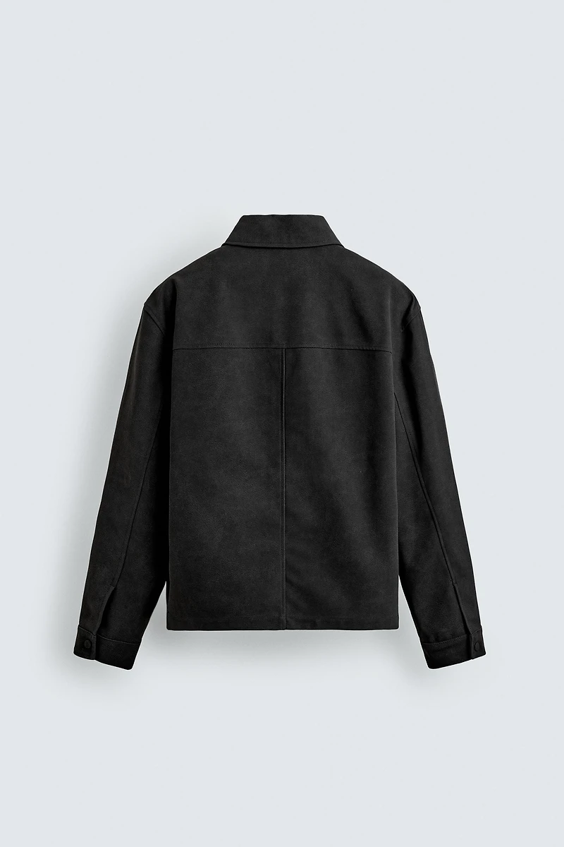 RELAXED FIT FAUX SUEDE OVERSHIRT