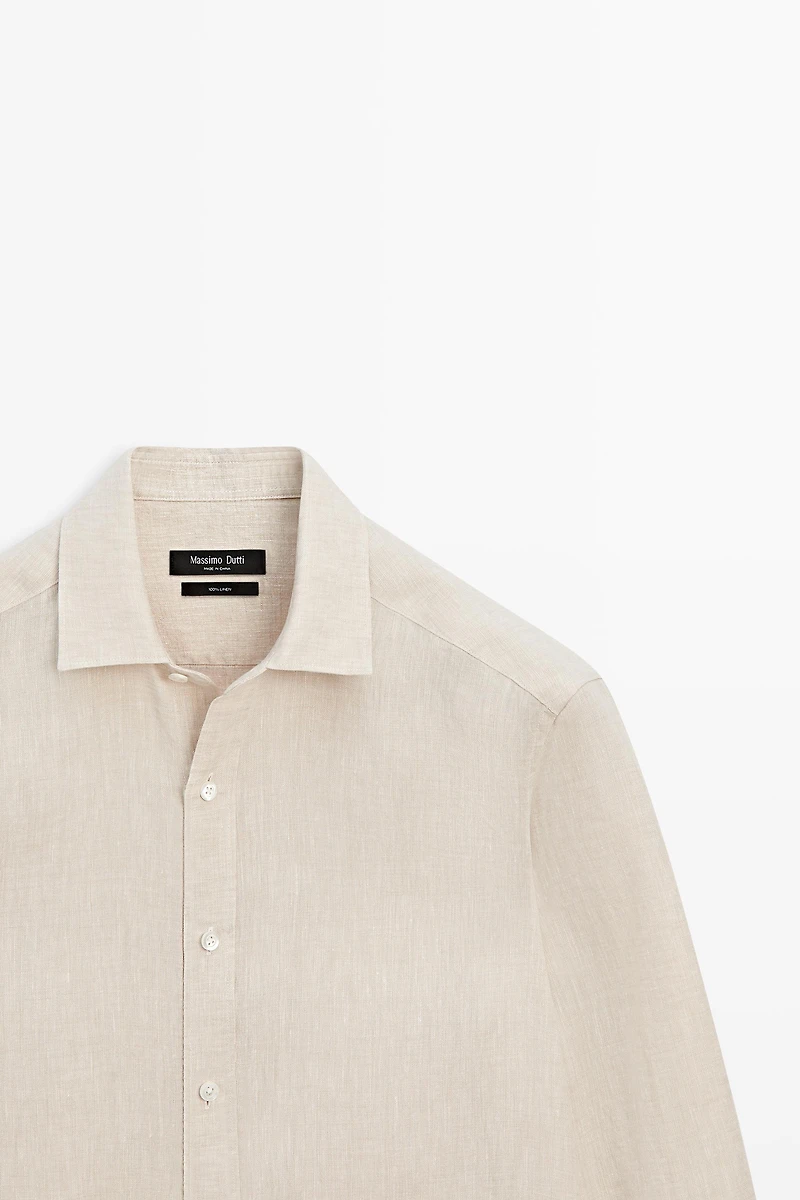 Regular fit 100% linen delavé shirt