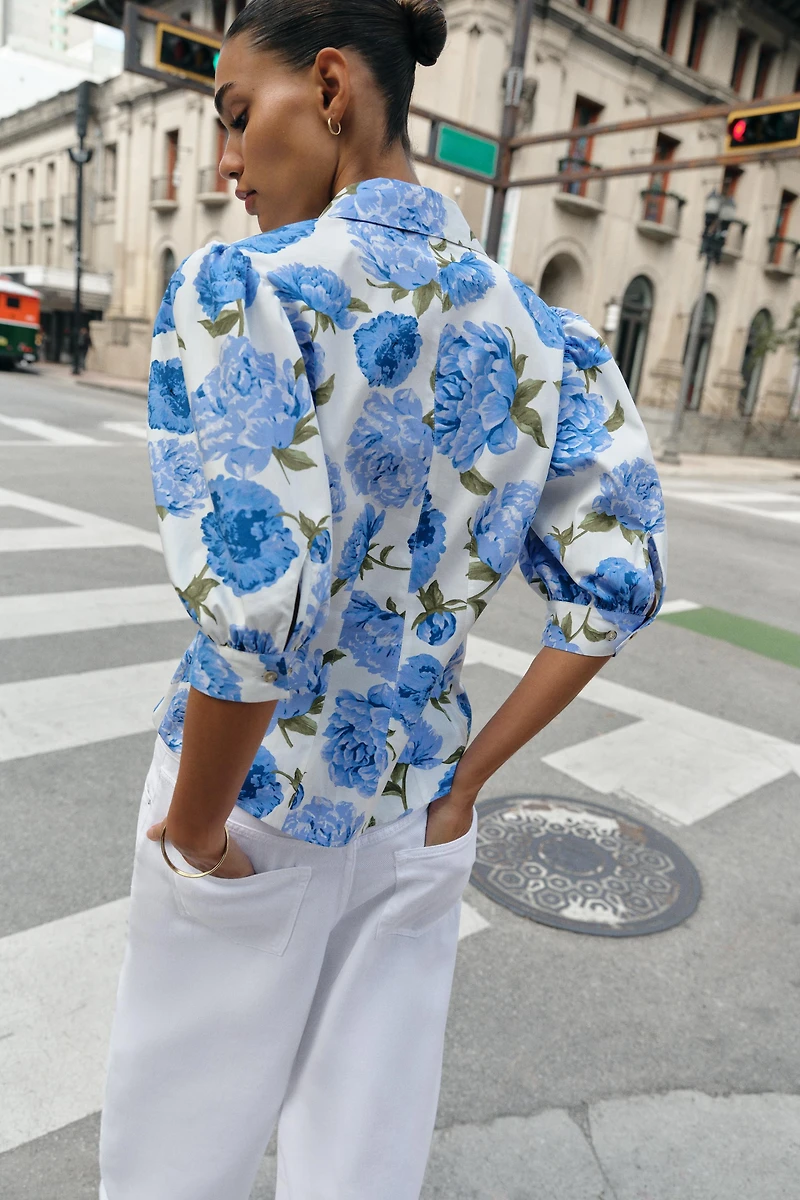 FLORAL PRINT POPLIN SHIRT