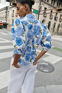 FLORAL PRINT POPLIN SHIRT