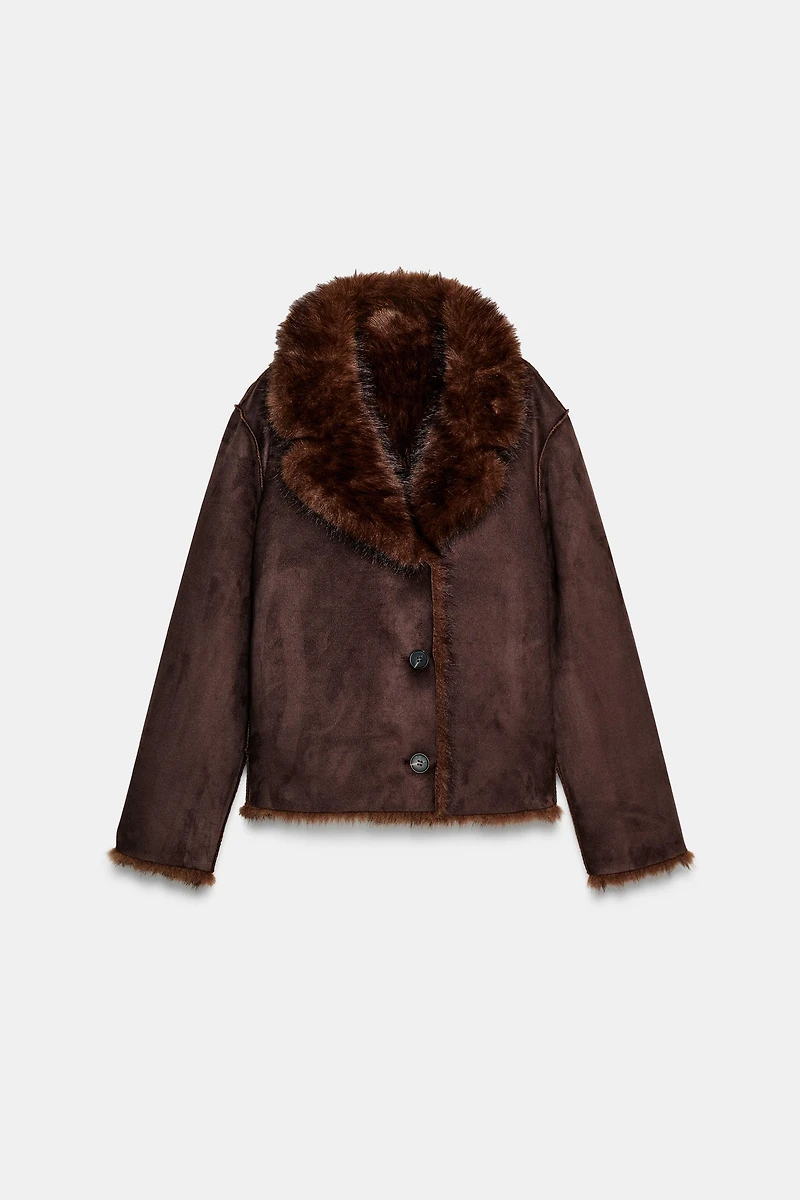 REVERSIBLE DOUBLE FACED FAUX FUR JACKET