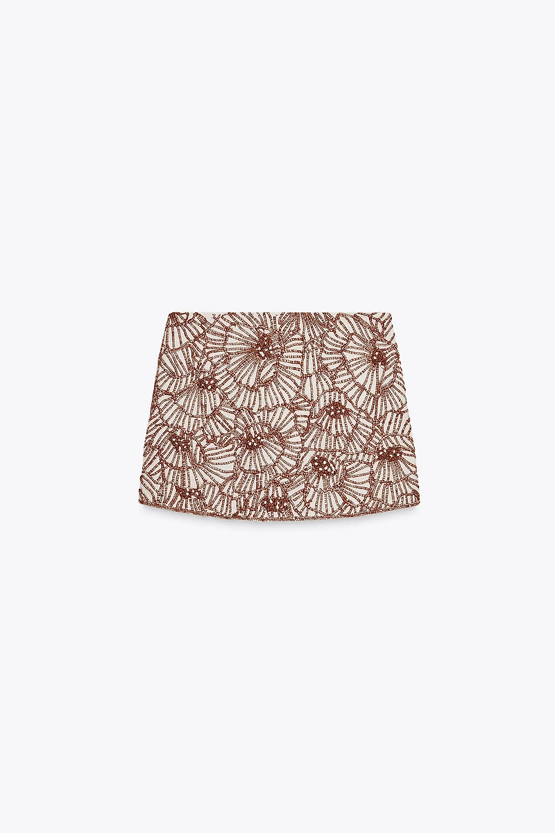 ZW COLLECTION FLORAL EMBROIDERED MINI SKIRT
