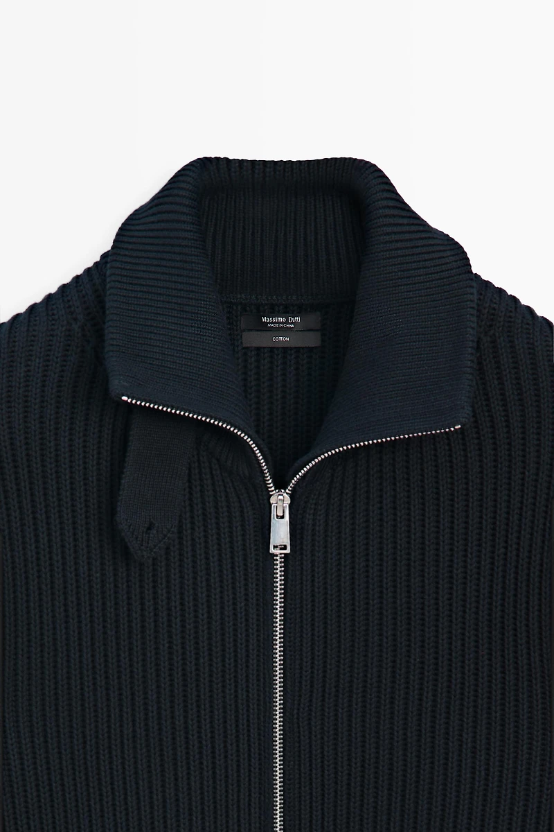 Cardigan en maille 100 % coton avec détail au col